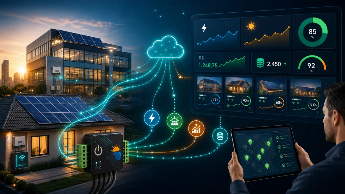 Nuvem ONCR Energy Intelligence conectando UCs, equipamento de telemetria e dashboard